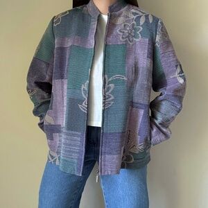 Vintage Flower Tapestry Patchwork Zip-Up Jacket
